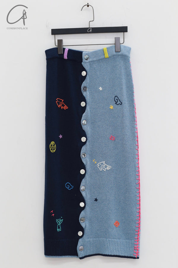 YANYAN KNITS color block mid-length embroidered skirt NNK-YYW23-1251-PS color block